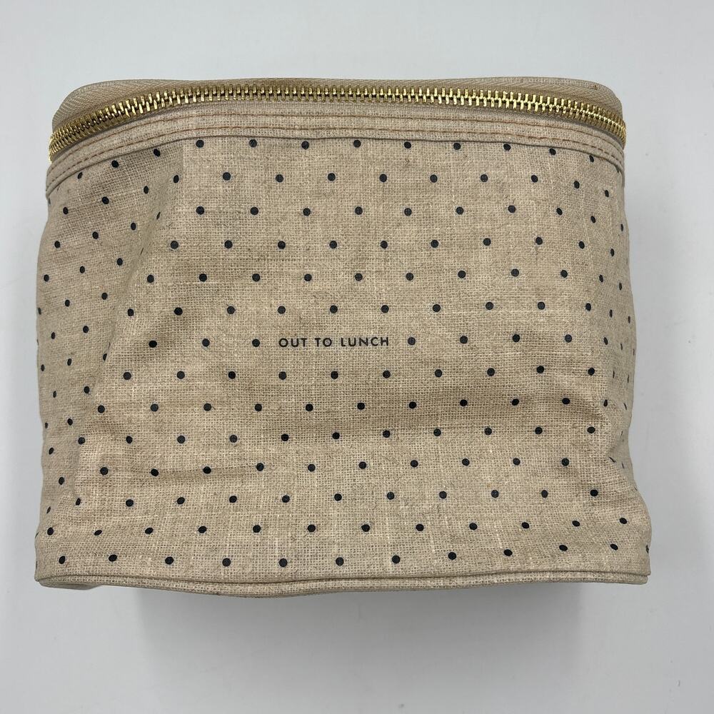 Kate Spade Insulated Lunch Bag Out to Lunch Tan Black Polka Dot